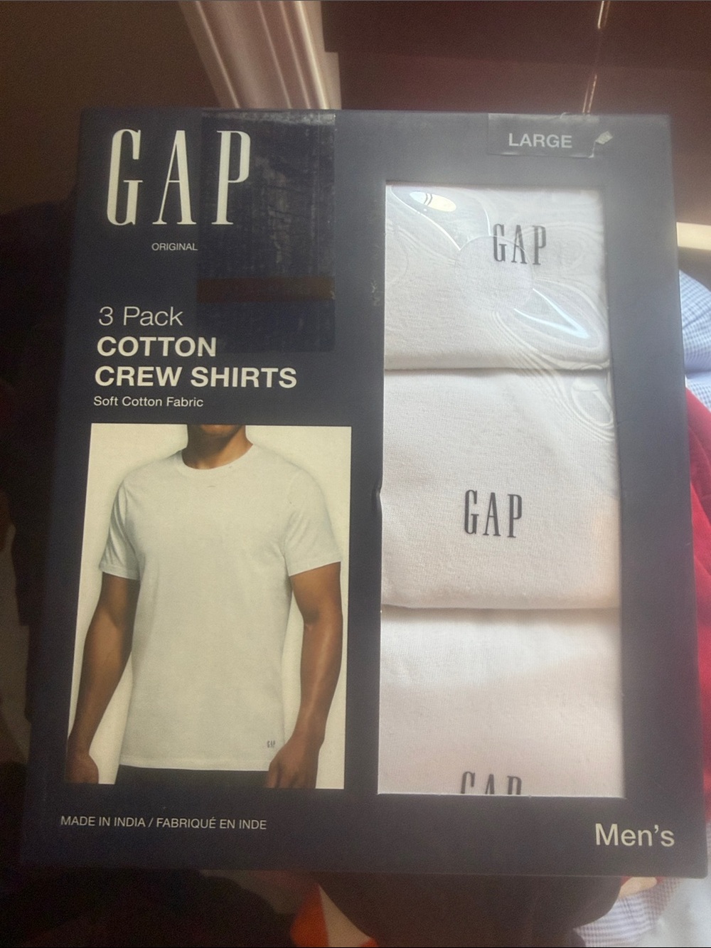 GAP Men's White 3-Pack Cotton Crew Shirts - Large